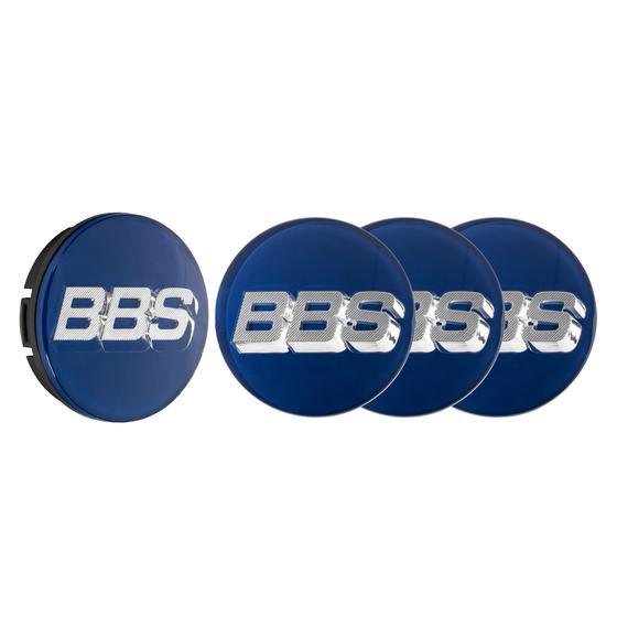 BBS 3D Nabendeckel Blau mit Logo silber/chrome Set (4 Stück)