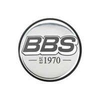 BBS 2D Nabendeckel EST. 1970 Chrom mit Geprägtem Logo Grau/Weiss Set (4 Stück)