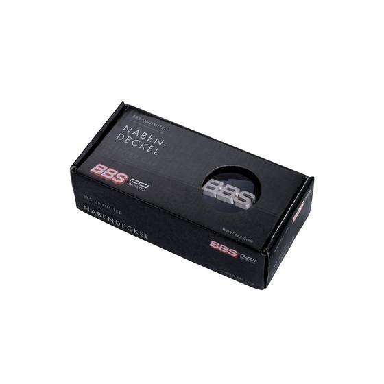 BBS 3D Nabendeckel schwarz mit Logo Weissgold (Set 4 Stk)
