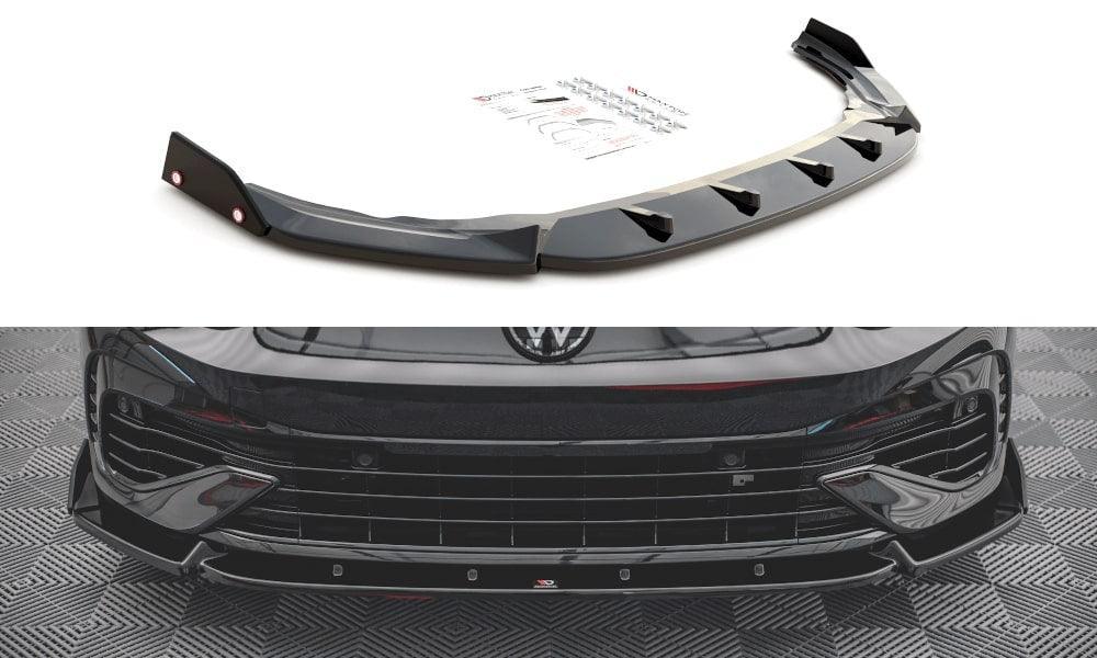 Front Lippe / Front Splitter / Frontansatz Racing mit Flaps für VW Golf 8 GTI von Maxton Design