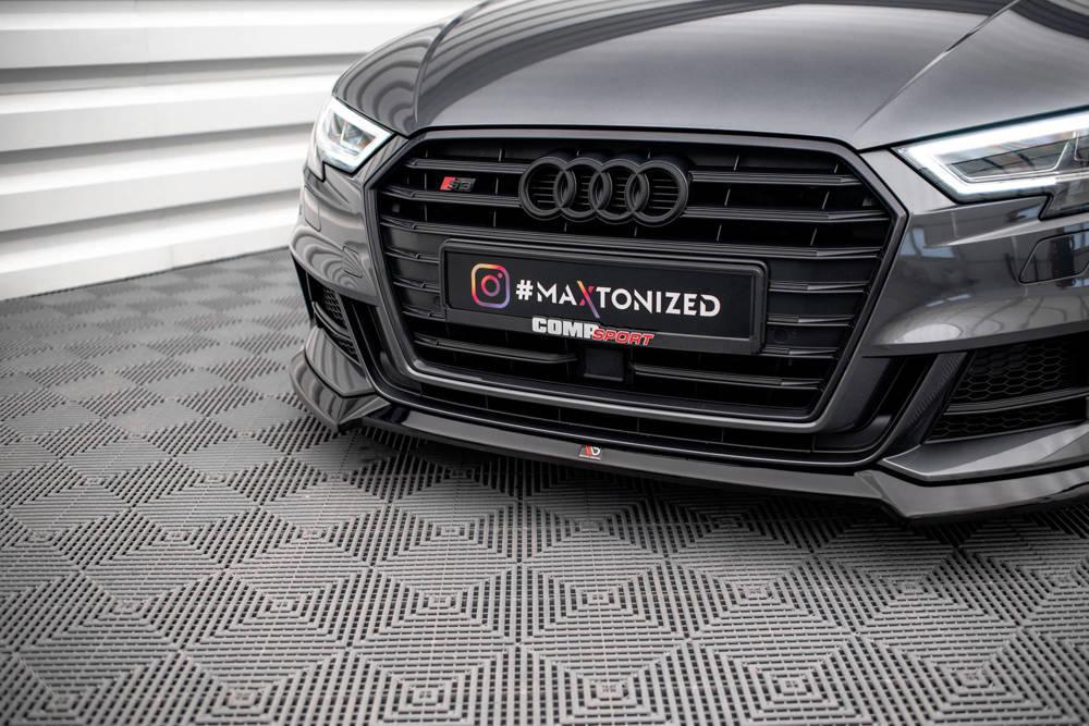 Front Lippe / Front Splitter / Frontansatz V.3 für Audi A3 S-Line 8V Facelift Sportback von Maxton Design