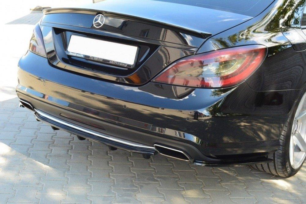 Zentraler Hinterer Splitter mit vertikalen Flaps für Mercedes CLS C218 AMG-Line von Maxton Design
