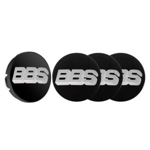 BBS Standard Nabendeckel Schwarz mit 2D Logo Silber Set (4 Stück)