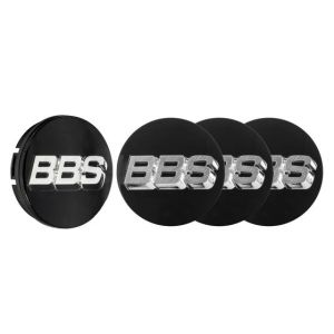 BBS 3D Nabendeckel schwarz / Silber / Chrome SET (Set 4 Stk)