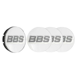BBS 3D Nabendeckel Chrom mit Logo Grau/Weiß Set (4 Stück)