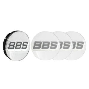 BBS 3D Rotation Nabendeckel Chrome mit Logo Grau/weiss Set (4 Stück)