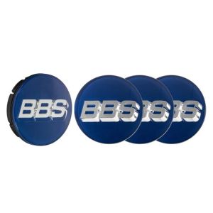 BBS 3D Rotation Nabendeckel Blau mit Logo Silber/Chrome Set (4 Stück)