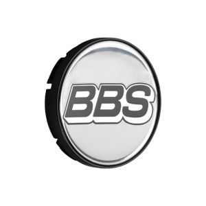 BBS 2D Nabendeckel Chrom mit Geprägtem Logo Grau/Weiss (1 Stück)