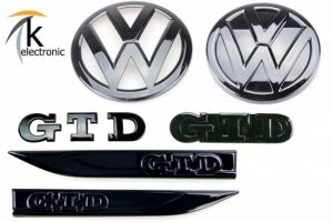 VW Golf 7 5G GTD Facelift schwarze Zeichen vorne + hinten + Seite Black-Bundle