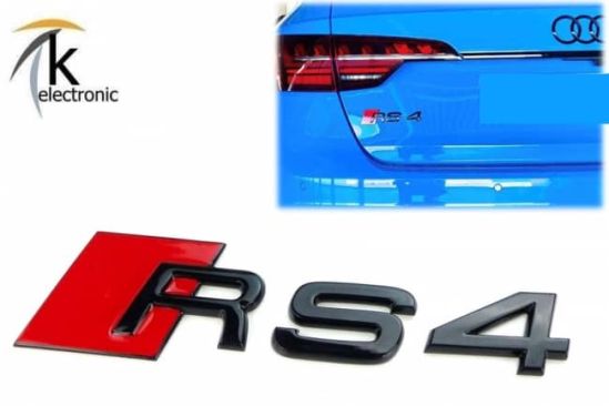 Audi RS4 B9 8W Schriftzug schwarz rote Raute hinten