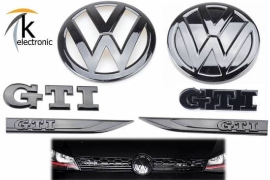 VW Golf 7 5G GTI Vor-Facelift schwarze Zeichen vorne + hinten + Seite Black-Bundle