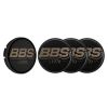 BBS 2D Nabendeckel Geprägt Schwarz mit Logo Bronze Set (4 Stück)