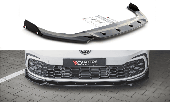 Front Splitter / Cup Schwert / Frontansatz V.2 mit Flaps für VW Golf 8 GTI von Maxton Design