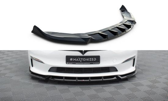Front Lippe / Front Splitter / Frontansatz V.1 für Tesla Model S Plaid Facelift von Maxton Design