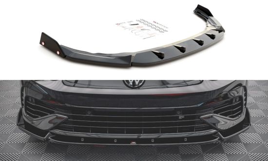 Front Lippe / Front Splitter / Frontansatz V.2 mit Flaps für VW Golf 8 R von Maxton Design